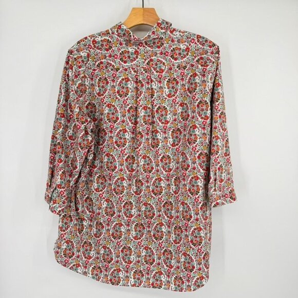 Lands End Womens Floral Print 3/4 Sleeve Shirt top tunic Size 16 100% Cotton - Picture 8 of 11